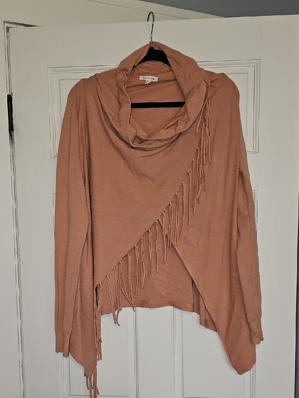 tea n rose Dusty Pink Cowl Fringe Sweater